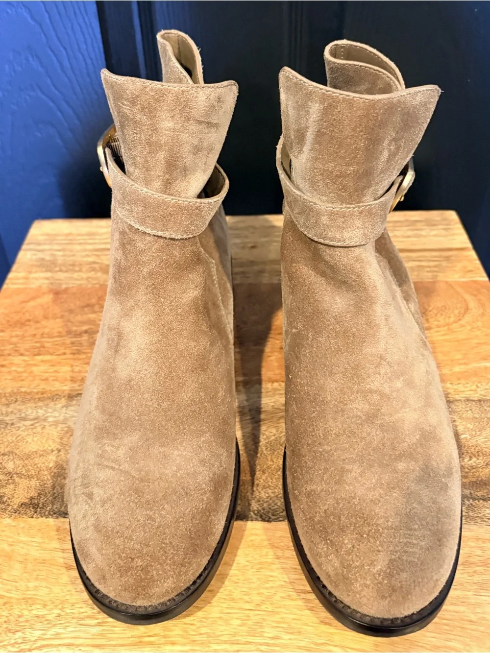 Tory Burch Brooke Ankle Suede Bootie Boots River Rock Brown 8